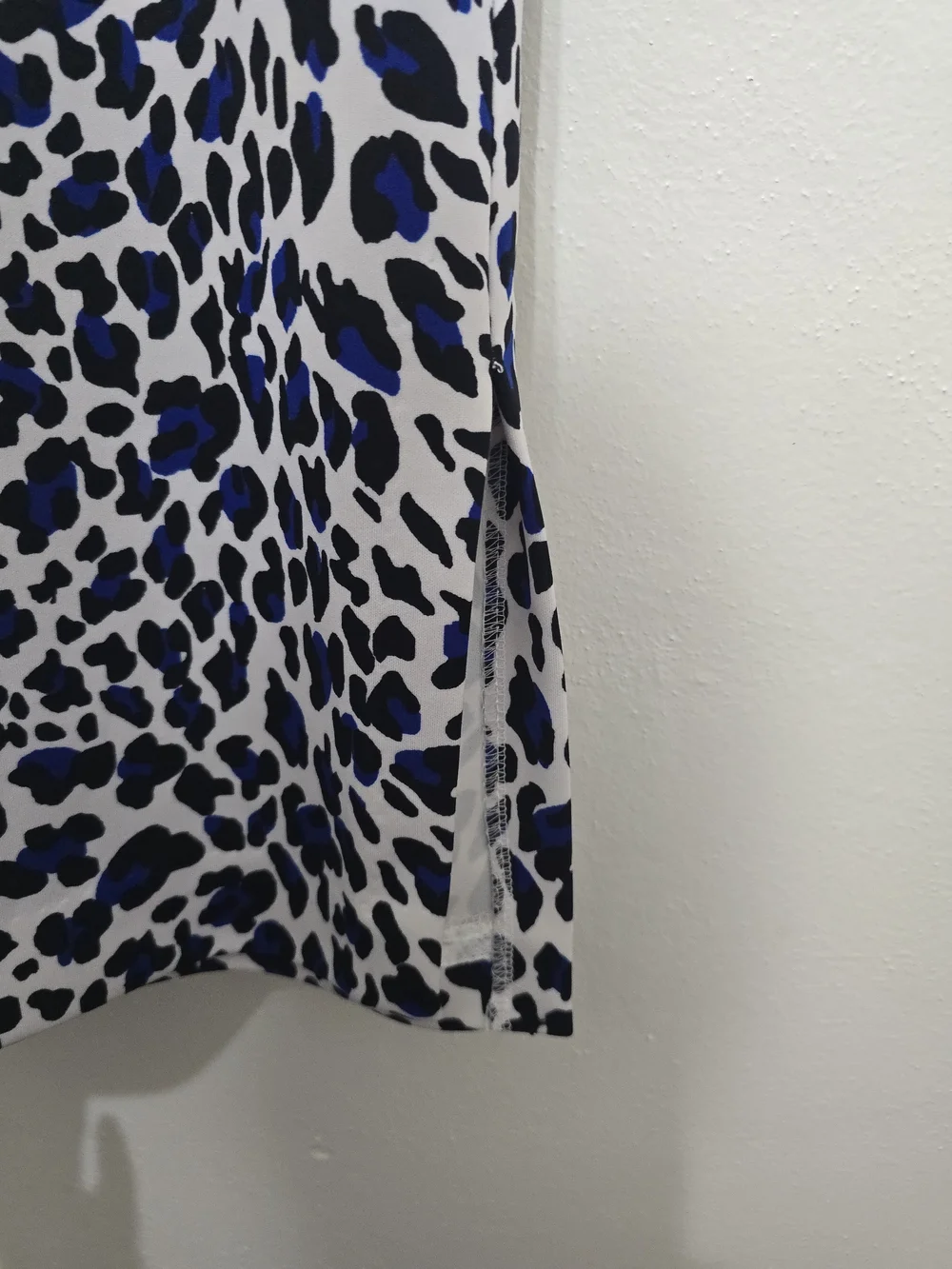 Worthington White Midi Skirt with Black and Blue Spot Pattern